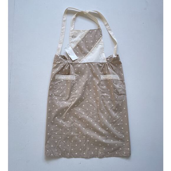 Vintage 1980s Beige Polkadot Ruffle Apron / Made in Japan / NWT Coquette - Picture 1 of 9